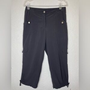 Zenergy By Chicos Cropped Capri Black Cargo Pants Activewear Casual Xsmall